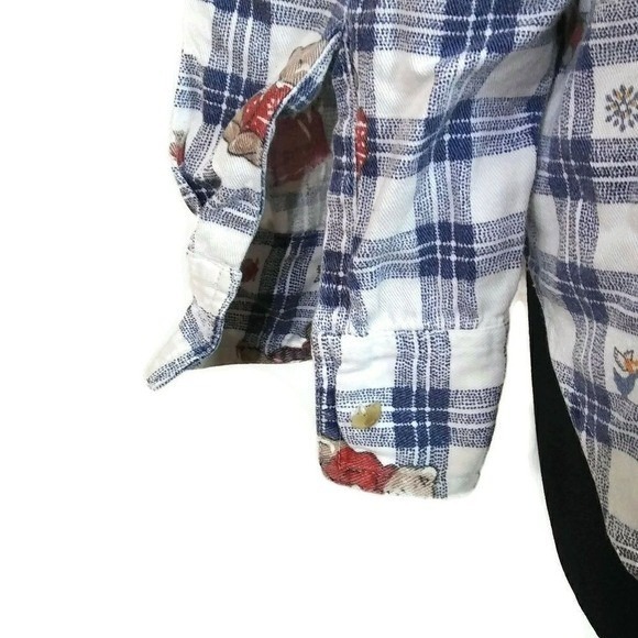 Button Down Plaid Bear Print 100% Cotton Blouse Woman's Sz 22 - Picture 5 of 6